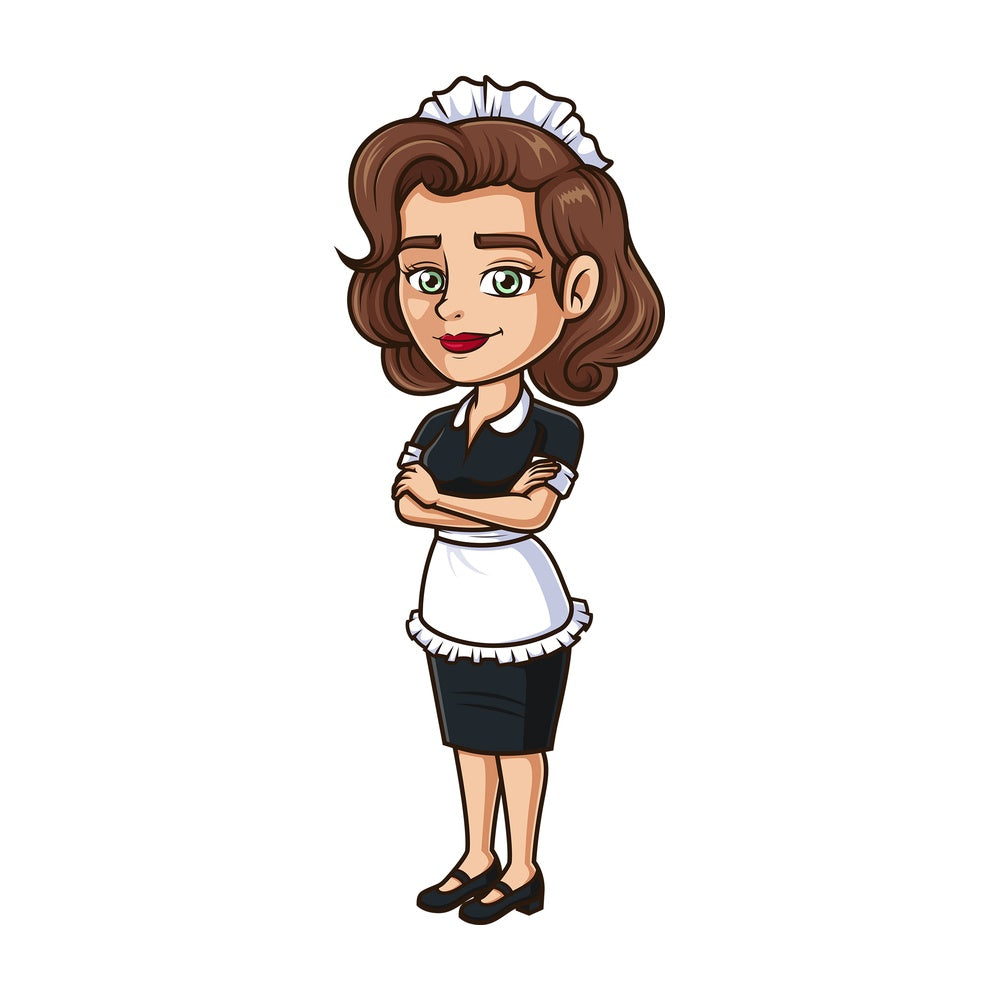 Confident french maid. PNG - JPG and vector EPS (infinitely scalable).
