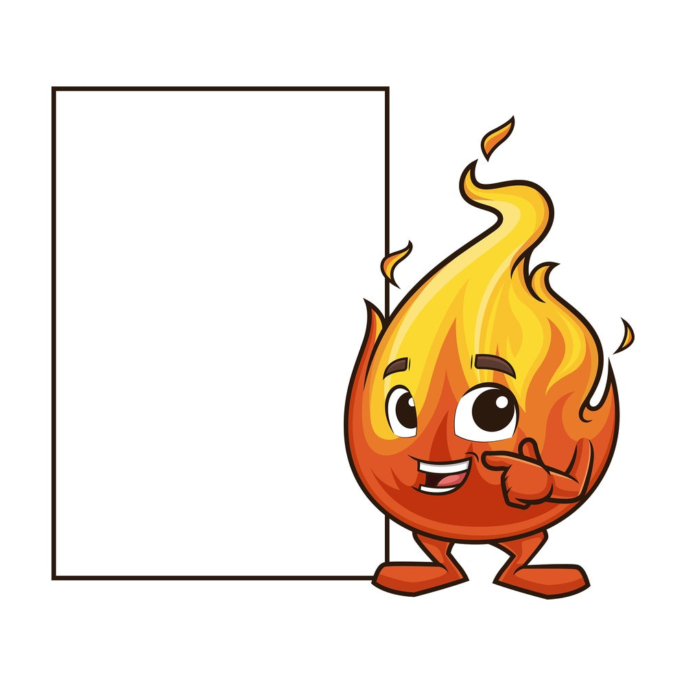 Flame mascot empty sign. PNG - JPG and vector EPS (infinitely scalable).