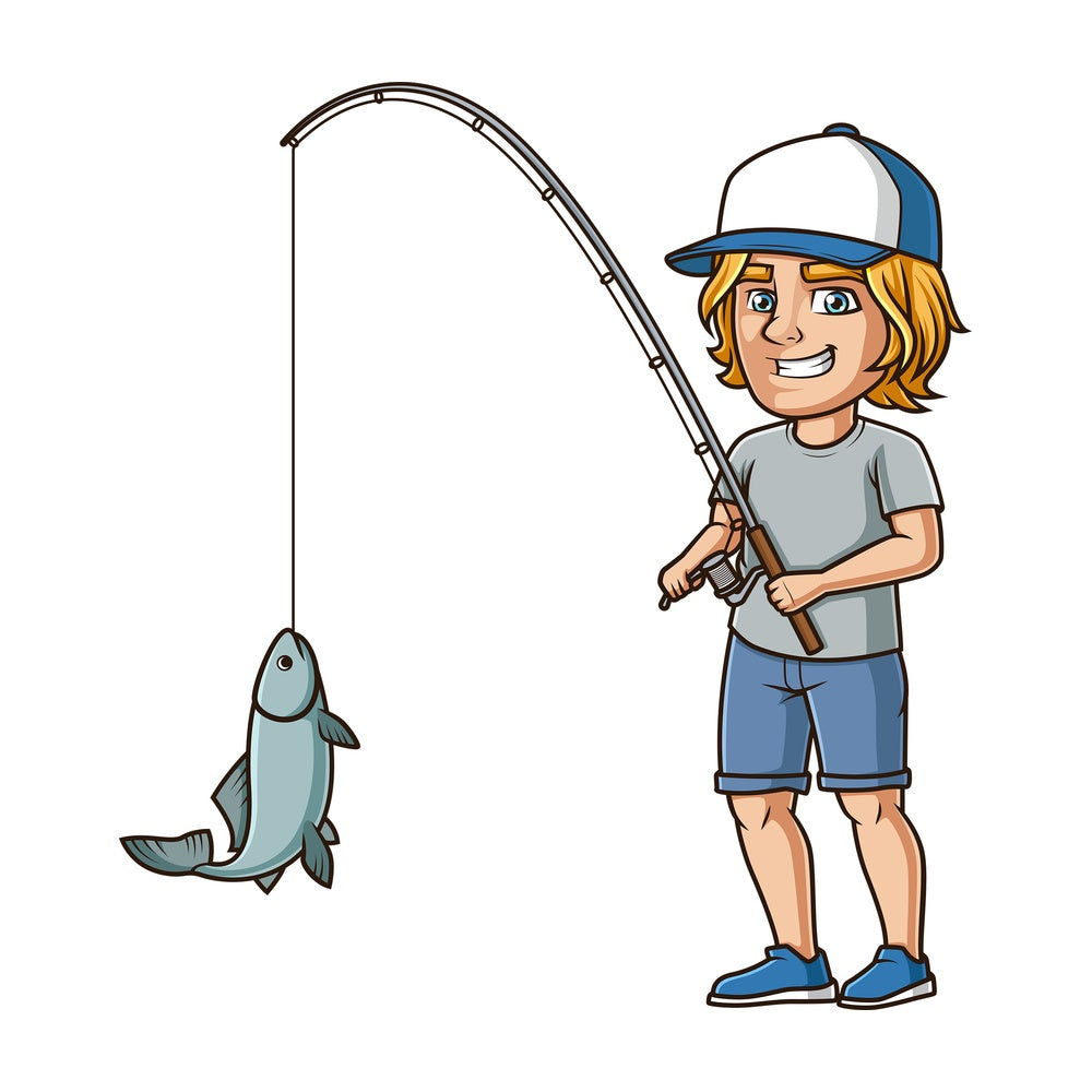 Man catching fish. PNG - JPG and vector EPS (infinitely scalable).