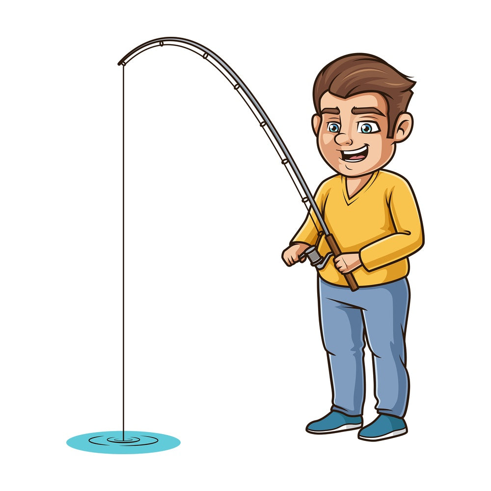 Chubby man fishing. PNG - JPG and vector EPS (infinitely scalable).