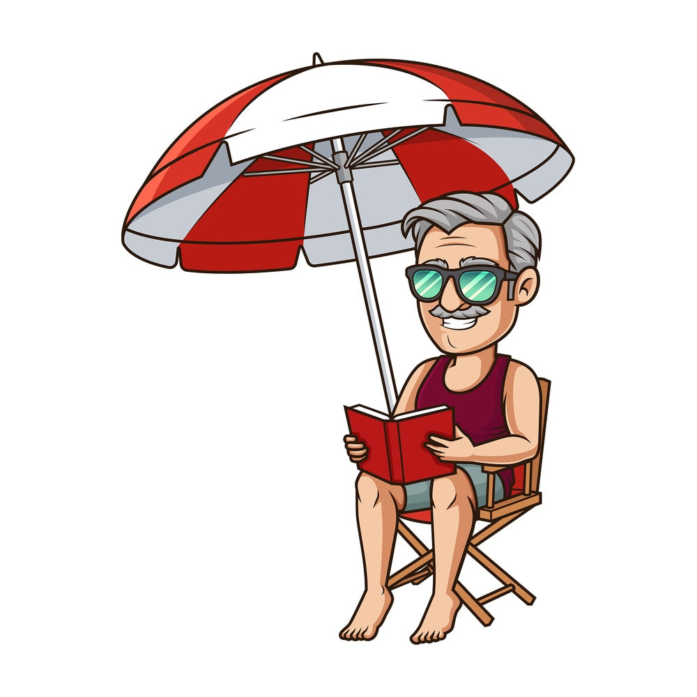 Old man at the beach. PNG - JPG and vector EPS (infinitely scalable).