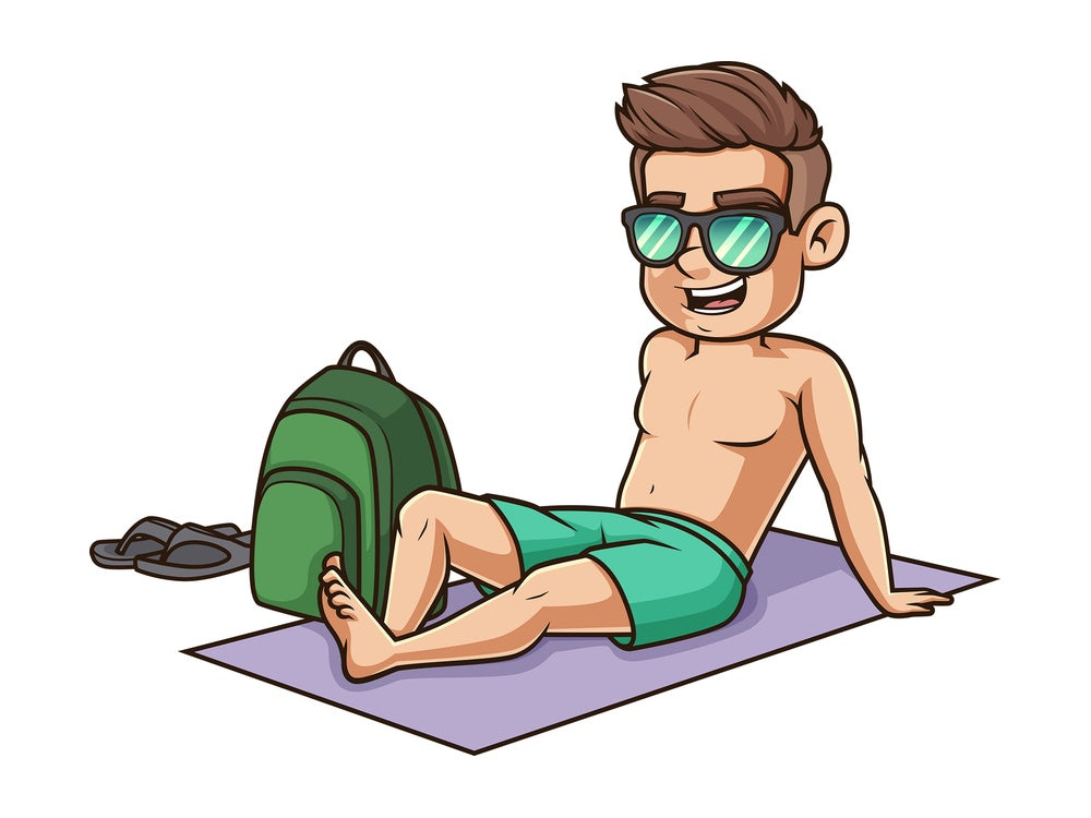Young man on summer towel. PNG - JPG and vector EPS (infinitely scalable).