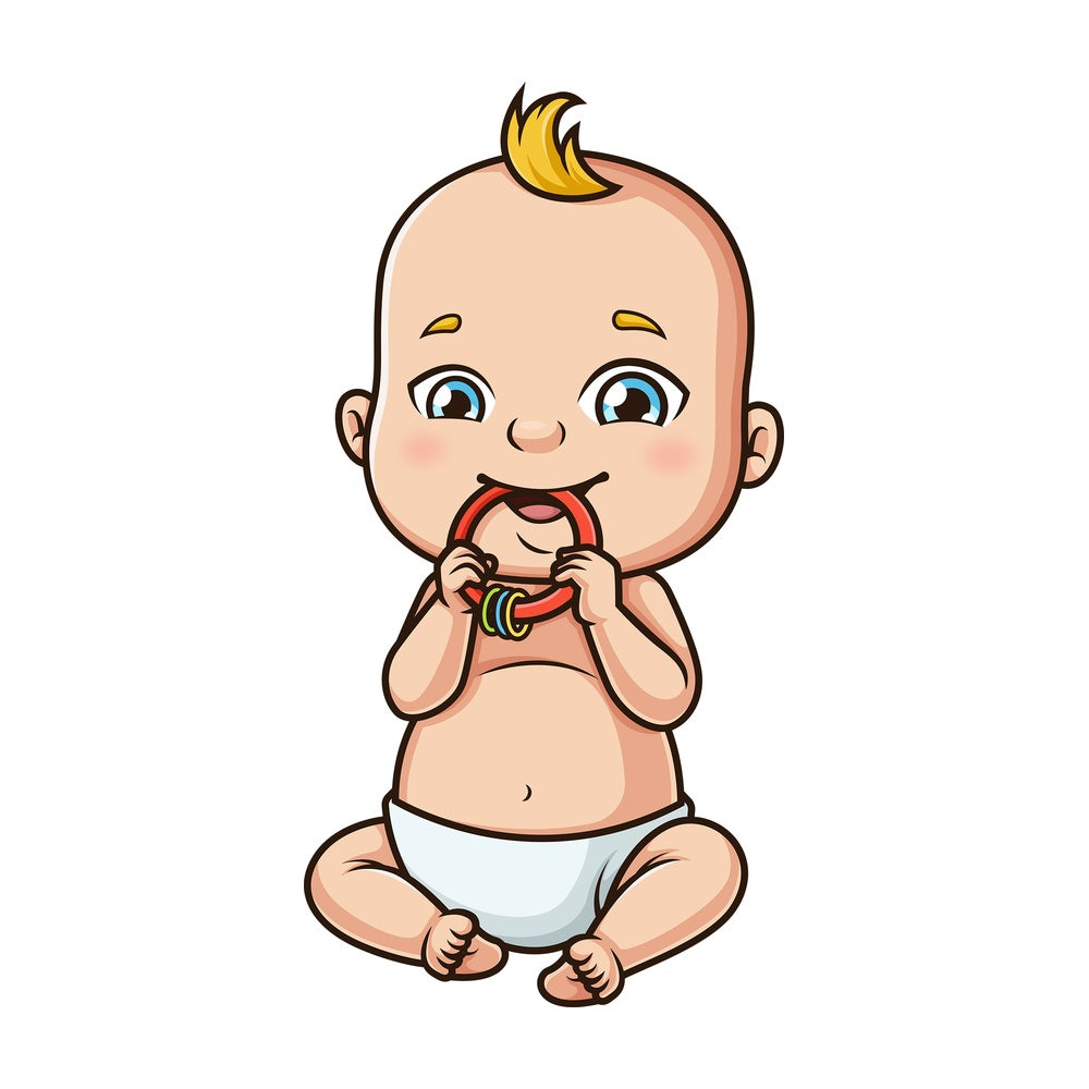 Baby boy with teether. PNG - JPG and vector EPS (infinitely scalable).