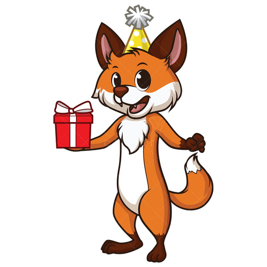 Royalty-free stock vector illustration of a birthday fox.
