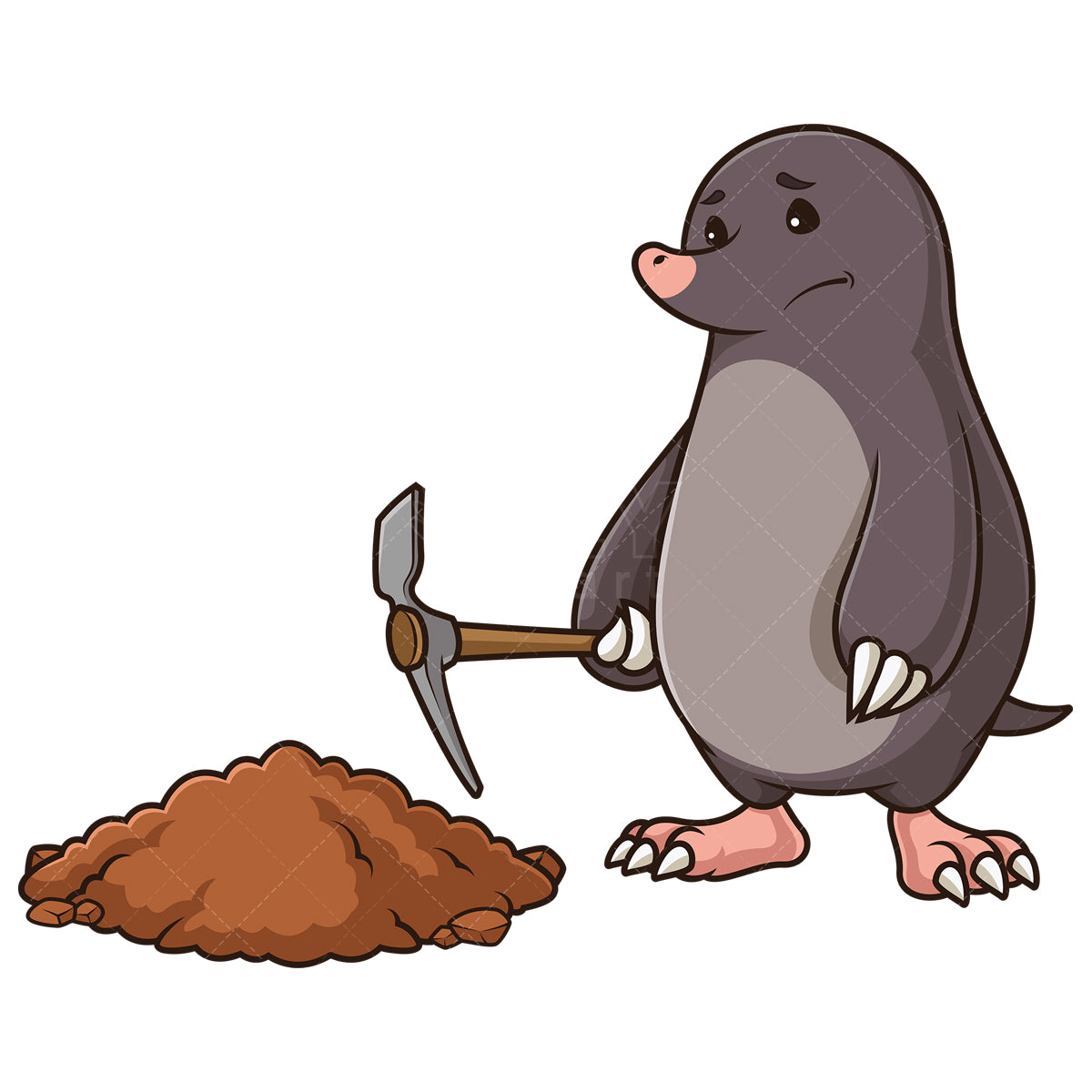 Royalty-free stock vector illustration of a disappointed mole character.
