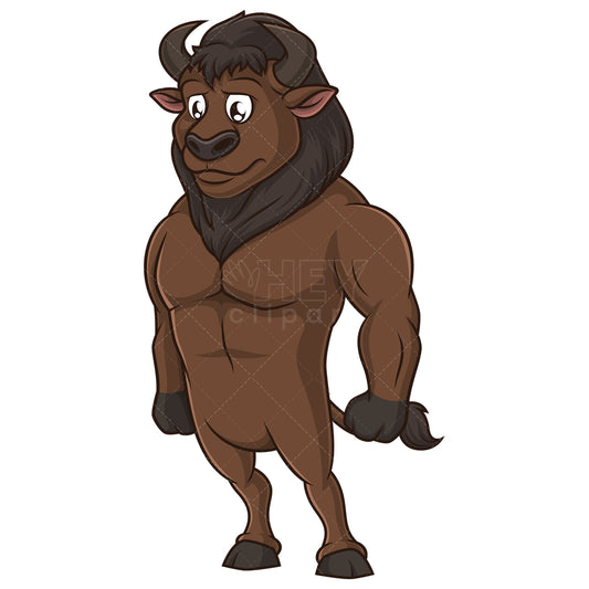 Royalty-free stock vector illustration of a sad bison.