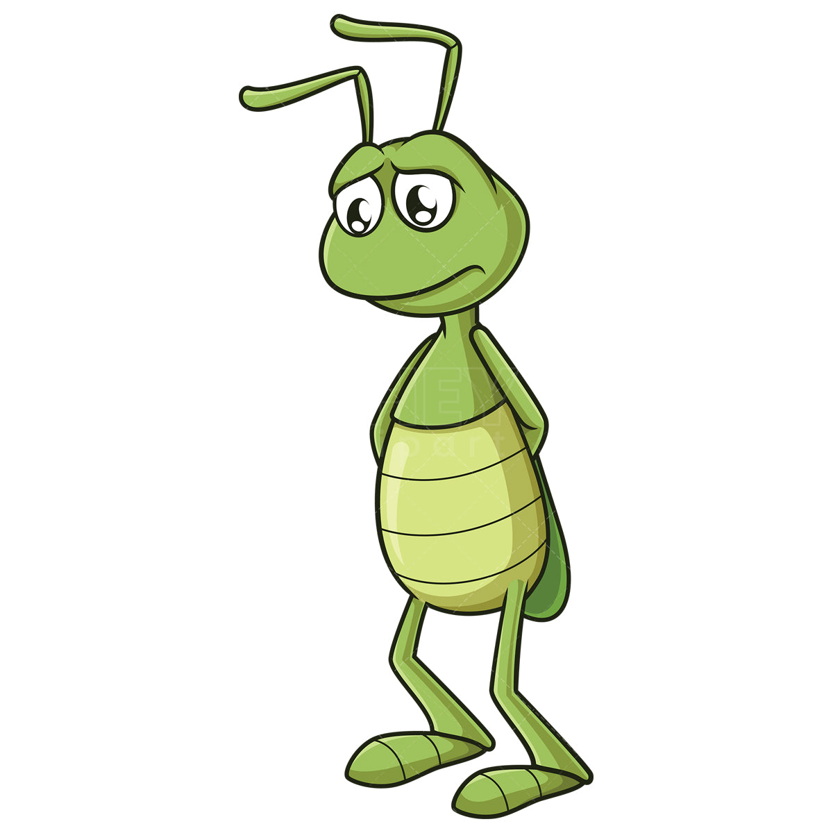 Royalty-free stock vector illustration of a sad cricket.