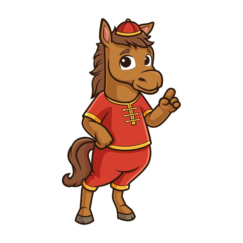Chinese new year horse pointing up. PNG - JPG and vector EPS (infinitely scalable).
