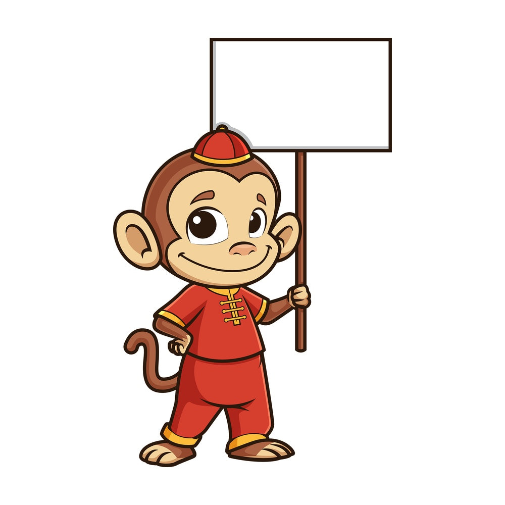 Chinese new year monkey with empty sign. PNG - JPG and vector EPS (infinitely scalable).