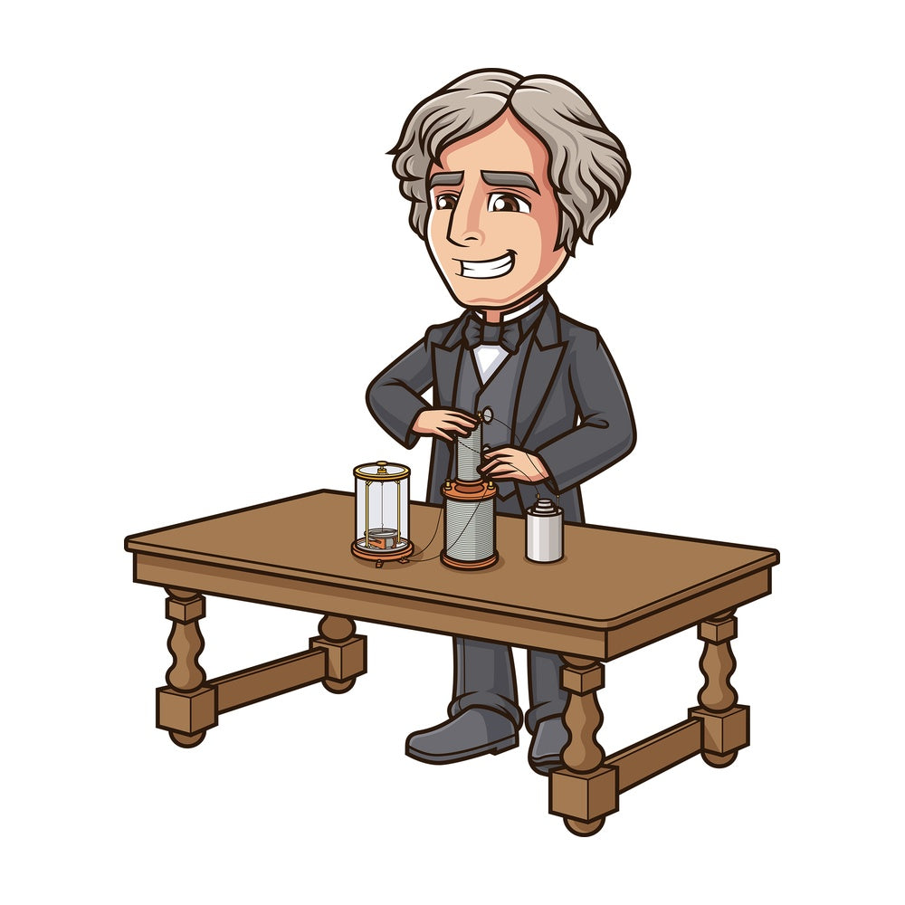 Faraday electromagnetic induction experiment. PNG - JPG and vector EPS (infinitely scalable).