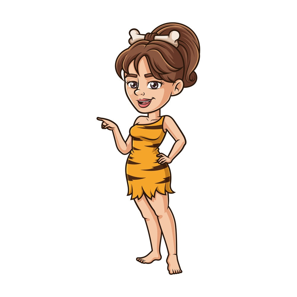 Cavewoman pointing sideways. PNG - JPG and vector EPS (infinitely scalable).