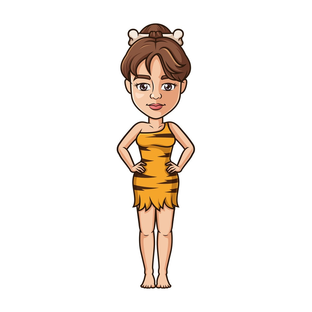 Cavewoman front view. PNG - JPG and vector EPS (infinitely scalable).