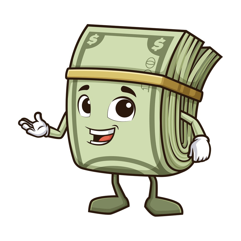 Money mascot explaining. PNG - JPG and vector EPS (infinitely scalable).