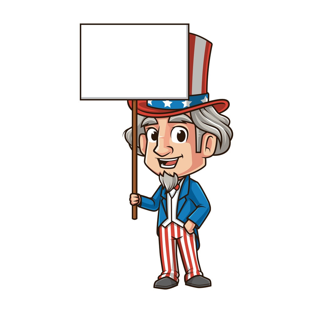 Uncle sam holding empty sign. PNG - JPG and vector EPS (infinitely scalable).