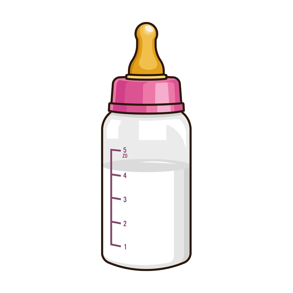 Pink baby bottle. PNG - JPG and vector EPS file formats (infinitely scalable). Image isolated on transparent background.