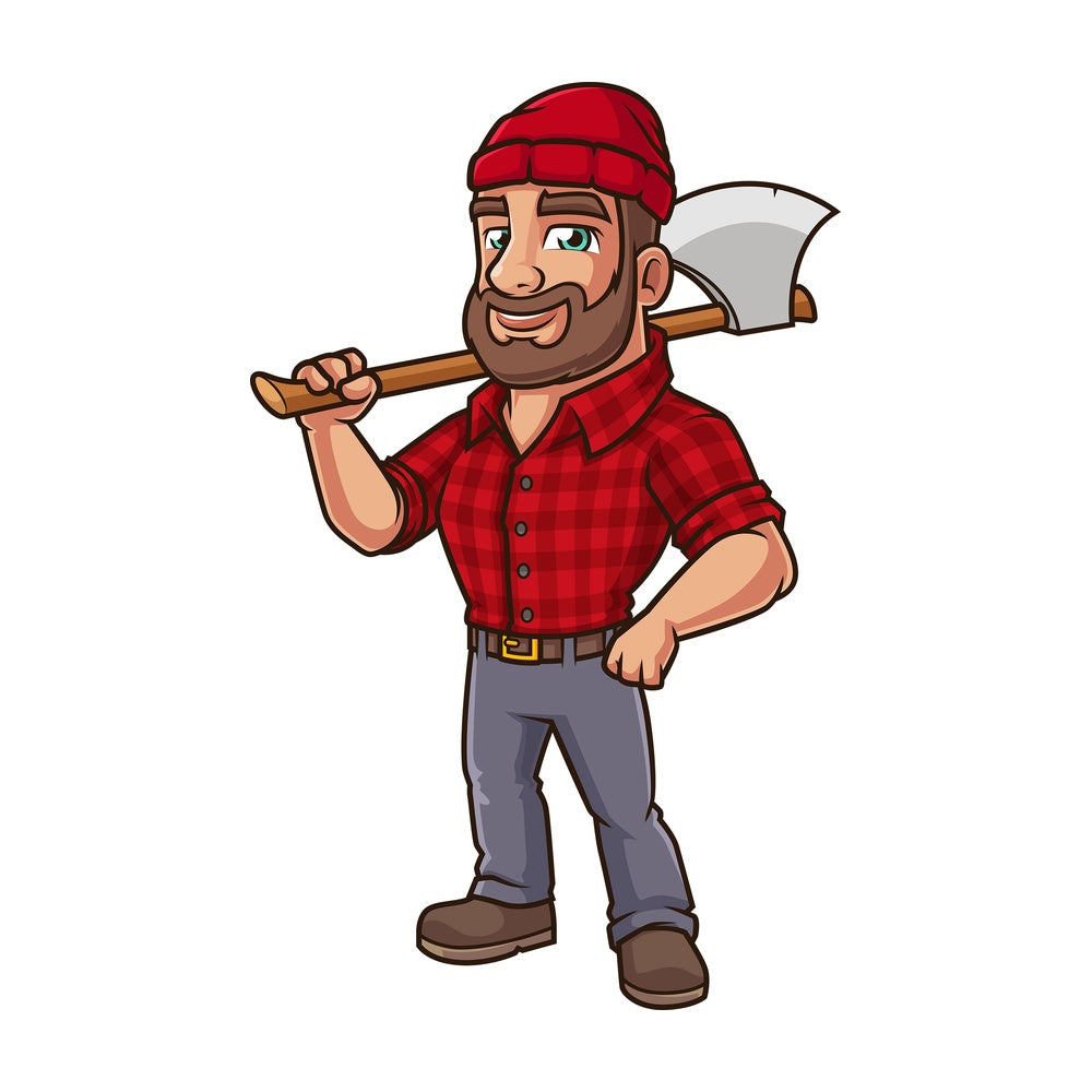 Cartoon lumberjack with axe. PNG - JPG and vector EPS (infinitely scalable).