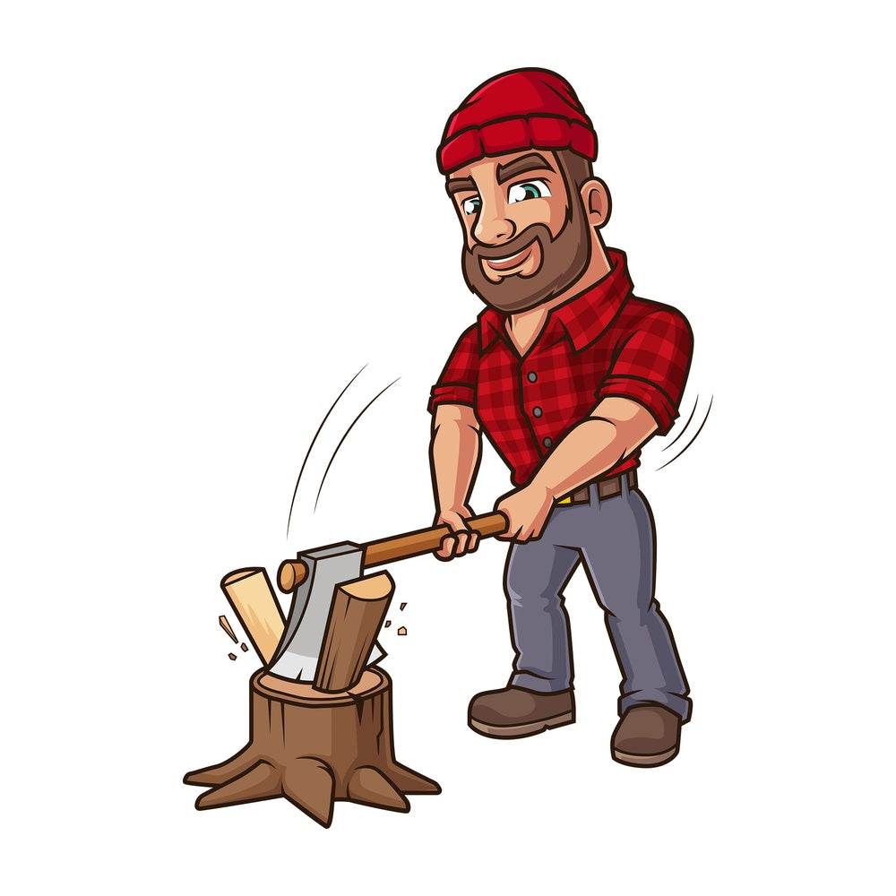 Lumberjack chopping wood. PNG - JPG and vector EPS (infinitely scalable).