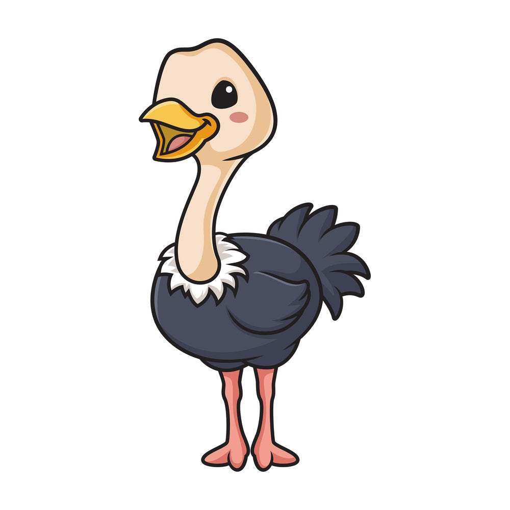 Kawaii ostrich. PNG - JPG and vector EPS (infinitely scalable).
