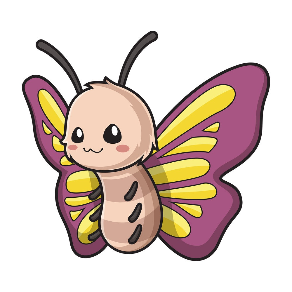Kawaii butterfly. PNG - JPG and vector EPS (infinitely scalable).