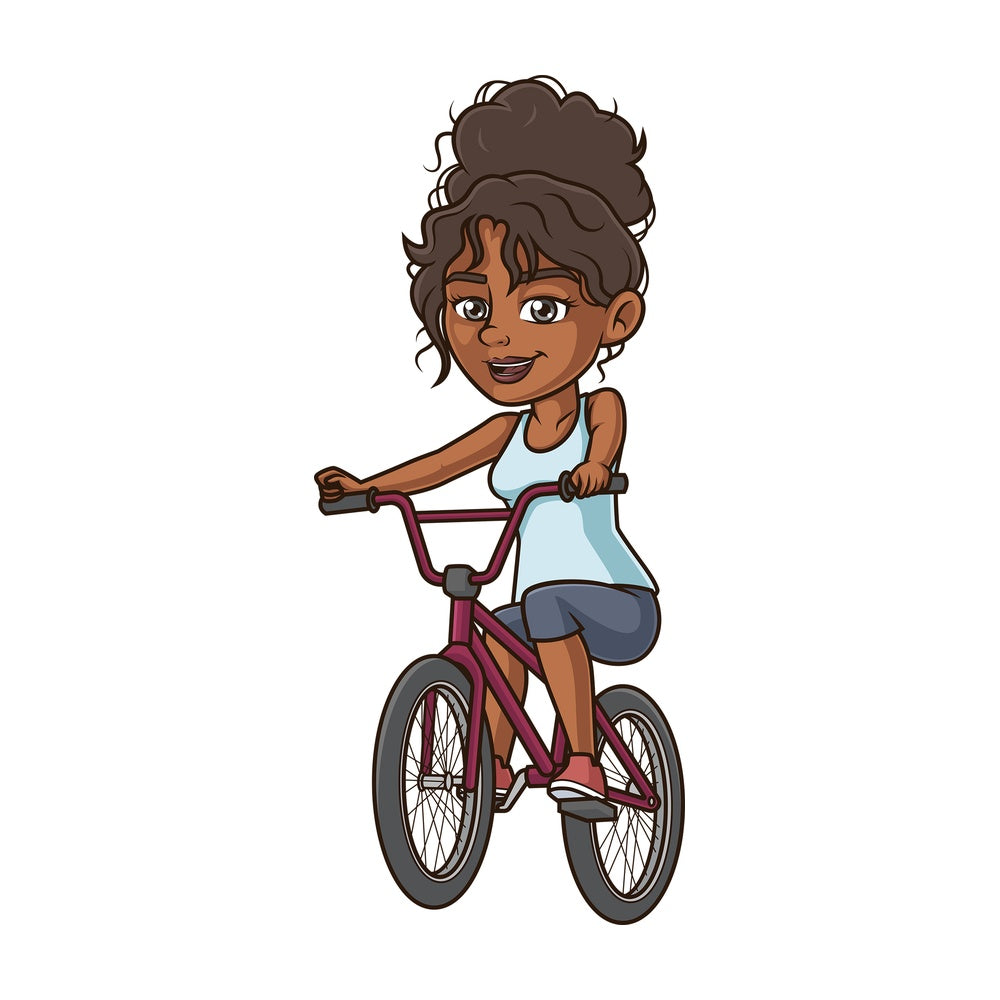 Black woman on bmx bike. PNG - JPG and vector EPS (infinitely scalable).