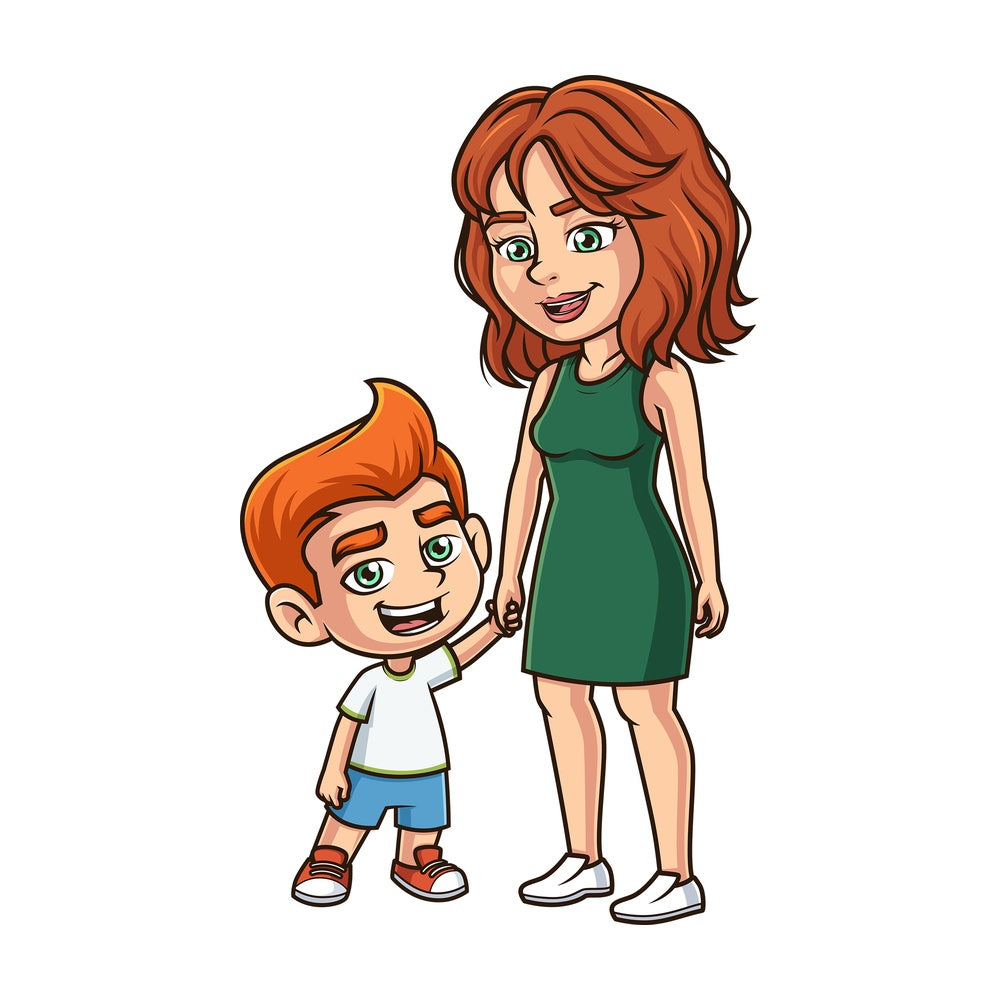 Ginger boy with his mother. PNG - JPG and vector EPS (infinitely scalable).