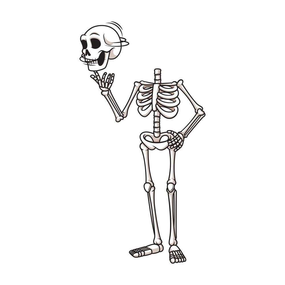 Funny skeleton twirling skull. PNG - JPG and vector EPS (infinitely scalable).