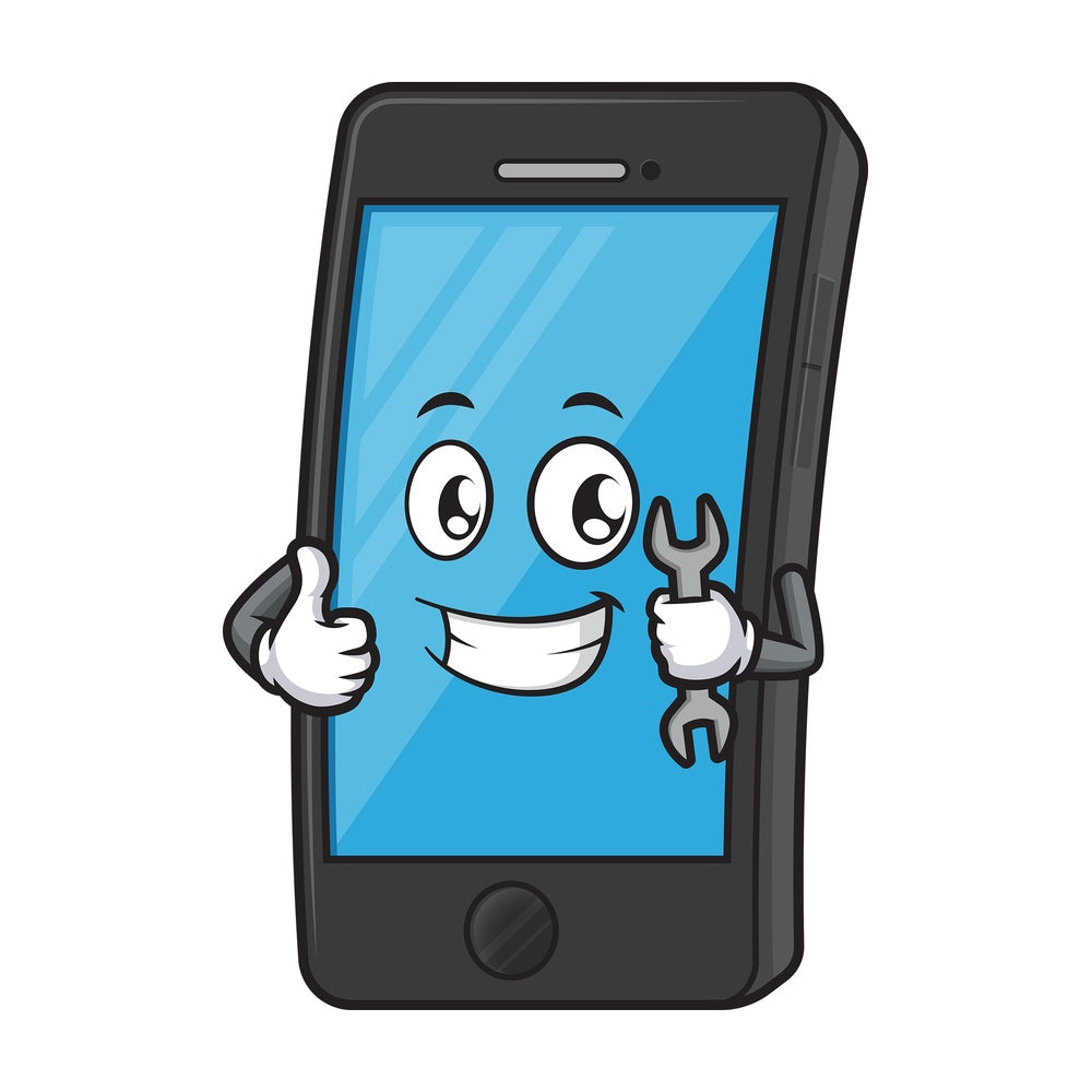 Mobile phone holding repair spanner tool. PNG - JPG and vector EPS (infinitely scalable).