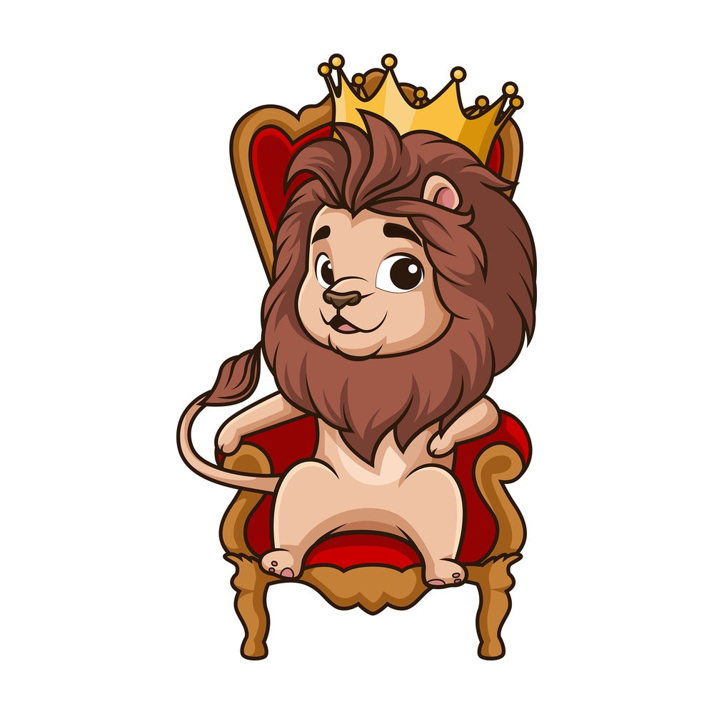 Lion king sitting on throne. PNG - JPG and vector EPS file formats (infinitely scalable). Image isolated on transparent background.
