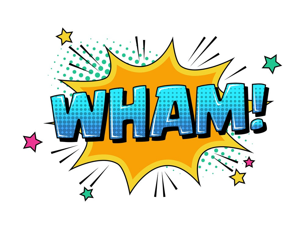Wham retro comic book sound effect. PNG - JPG and vector EPS (infinitely scalable).