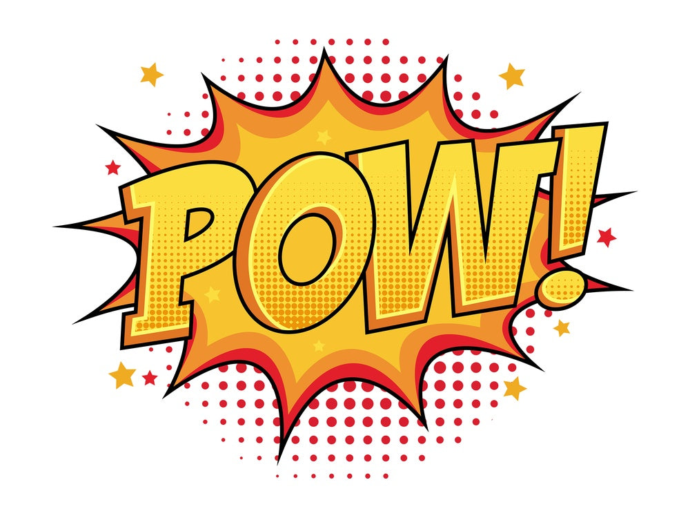 Pow retro comic book sound effect. PNG - JPG and vector EPS (infinitely scalable).