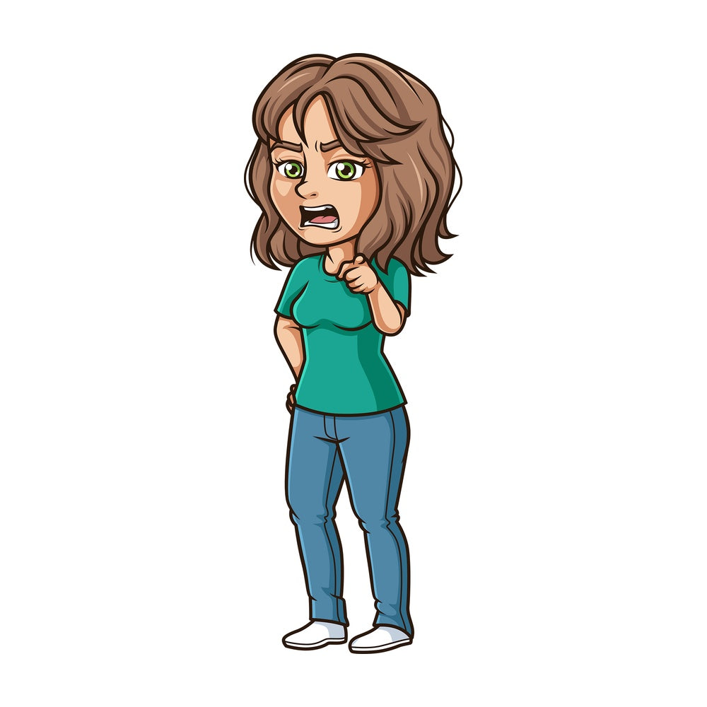 Angry woman pointing. PNG - JPG and vector EPS (infinitely scalable).