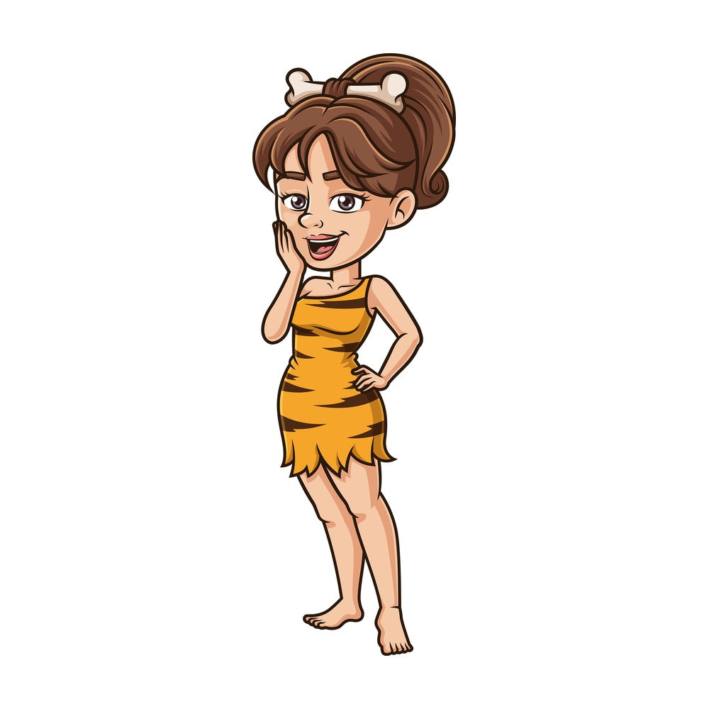 Cavewoman looking amazed. PNG - JPG and vector EPS (infinitely scalable).