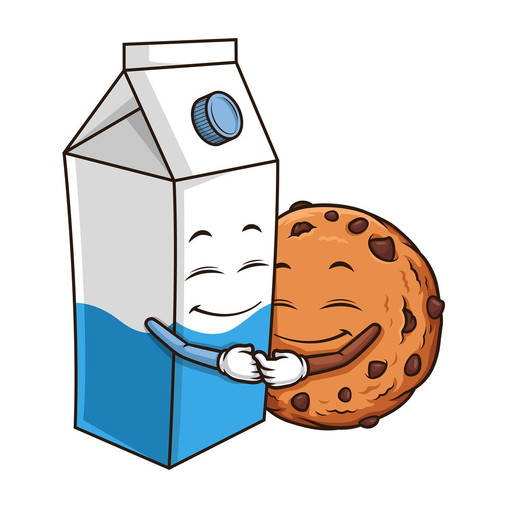 Chocolate chip cookie with milk. PNG - JPG and vector EPS (infinitely scalable).