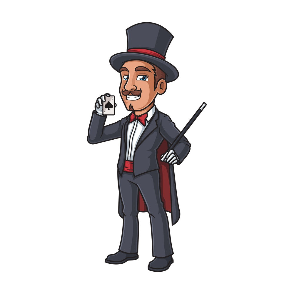 Magician holding a card. PNG - JPG and vector EPS (infinitely scalable).