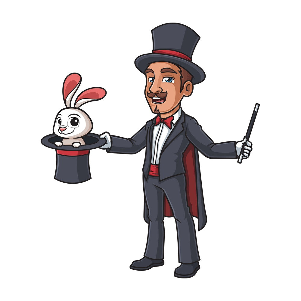 Magician with bunny and wand. PNG - JPG and vector EPS (infinitely scalable).