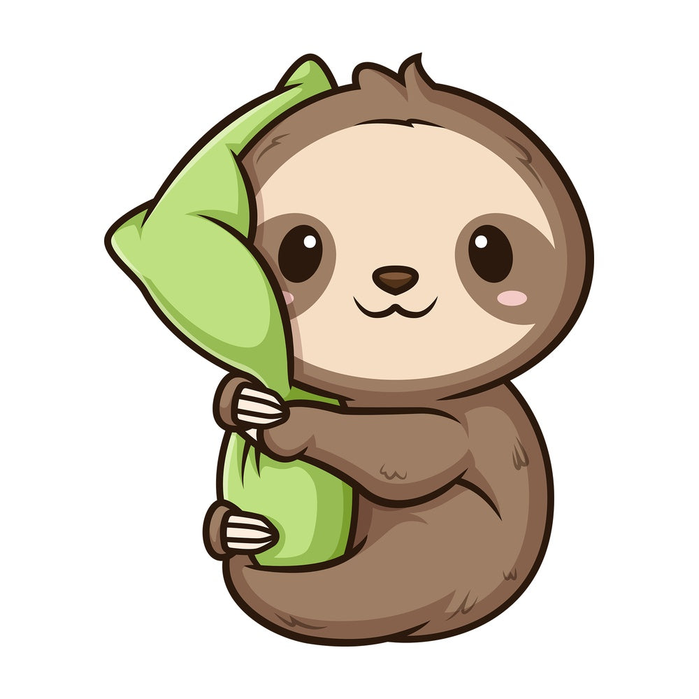 Cute sloth hugging pillow. PNG - JPG and vector EPS file formats (infinitely scalable). Image isolated on transparent background.