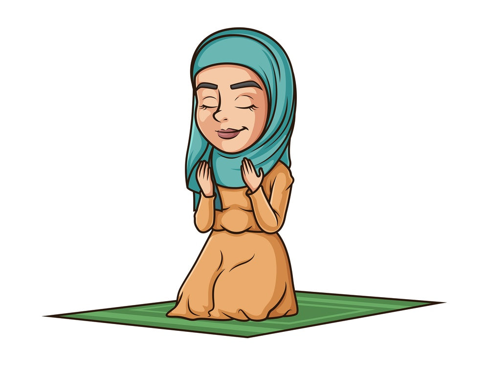Muslim woman praying. PNG - JPG and vector EPS (infinitely scalable).