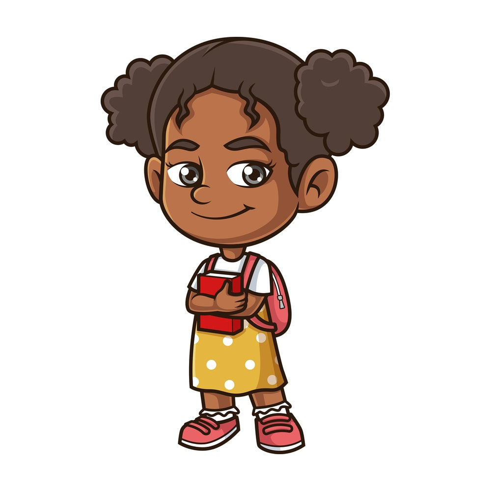 African-American school girl. PNG - JPG and vector EPS (infinitely scalable).