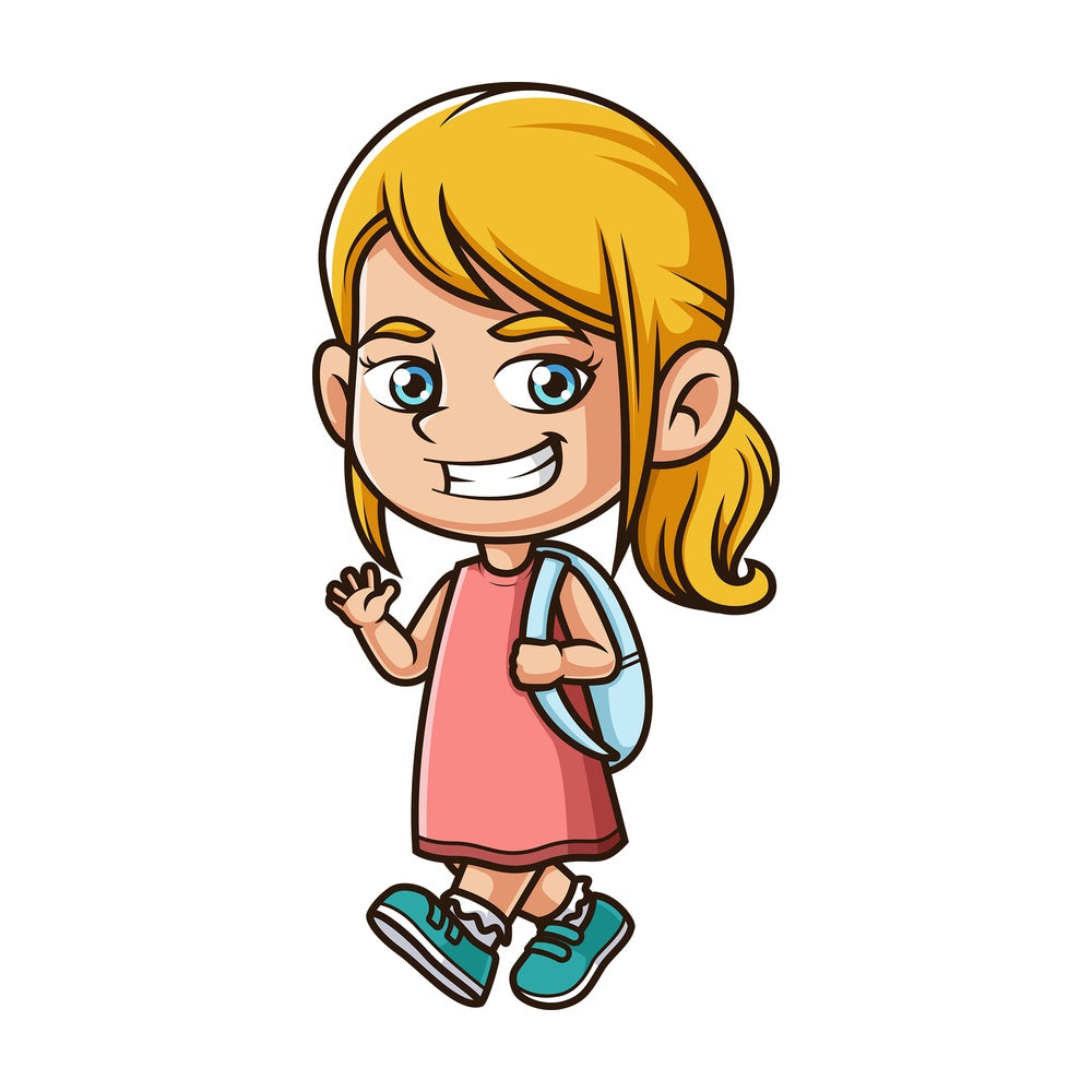Little girl going to school. PNG - JPG and vector EPS (infinitely scalable).