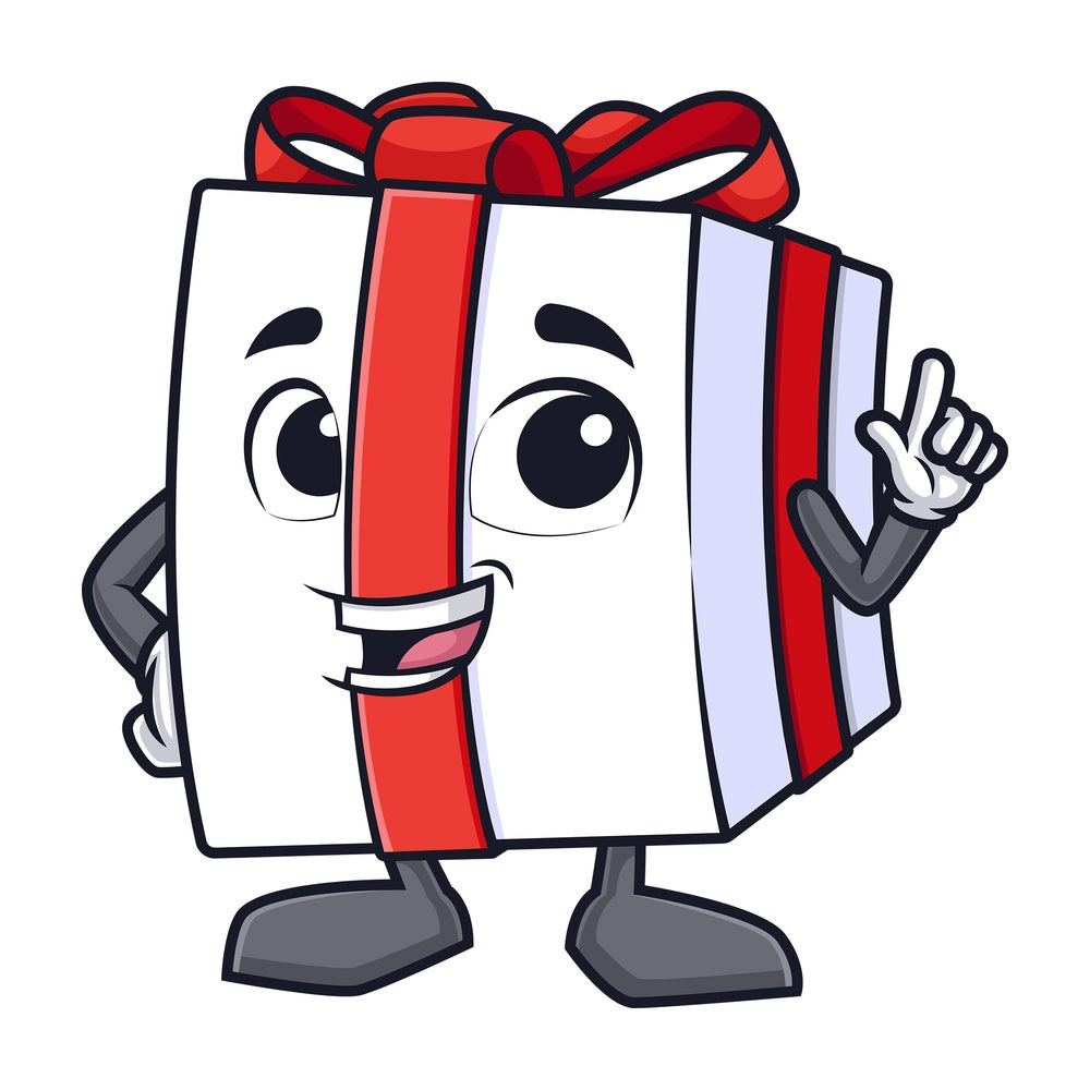 Gift box pointing. PNG - JPG and vector EPS (infinitely scalable).