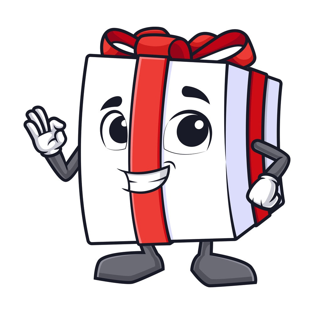 Gift box a-ok gesture. PNG - JPG and vector EPS (infinitely scalable).