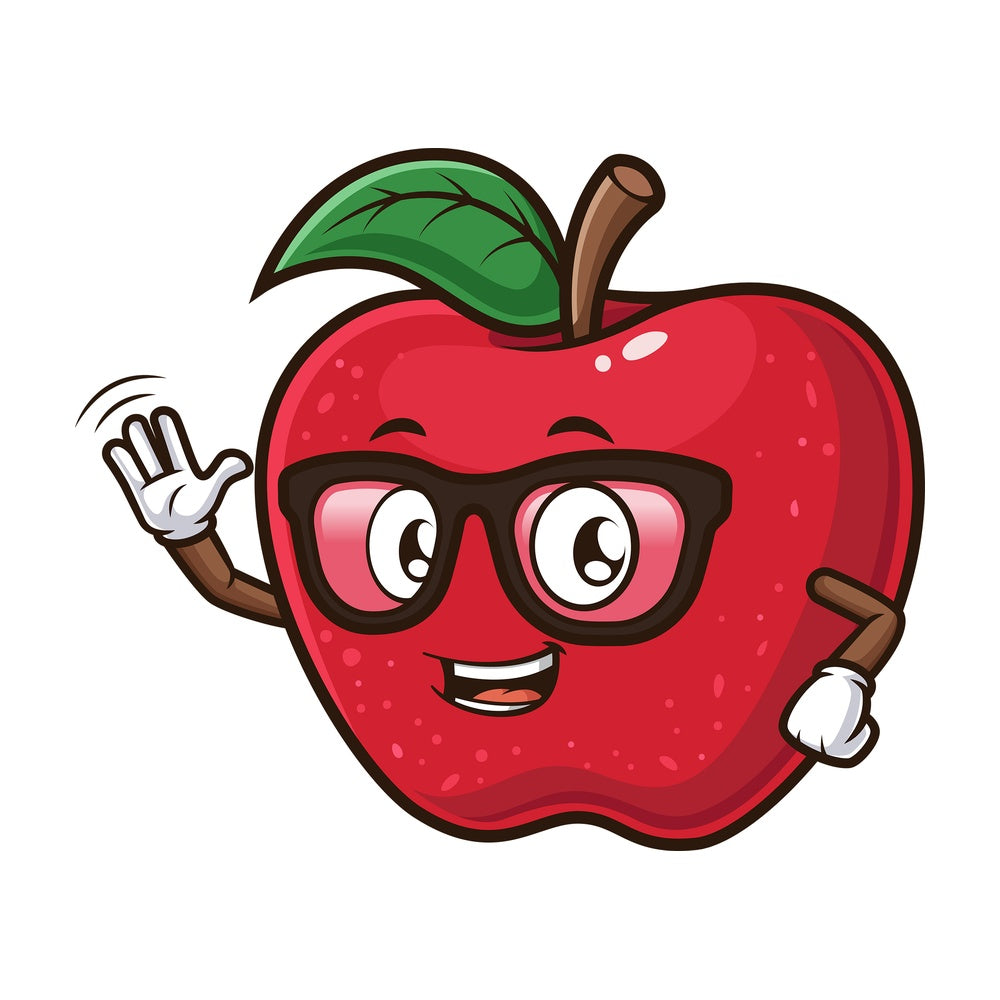 Cartoon apple waving. PNG - JPG and vector EPS (infinitely scalable).