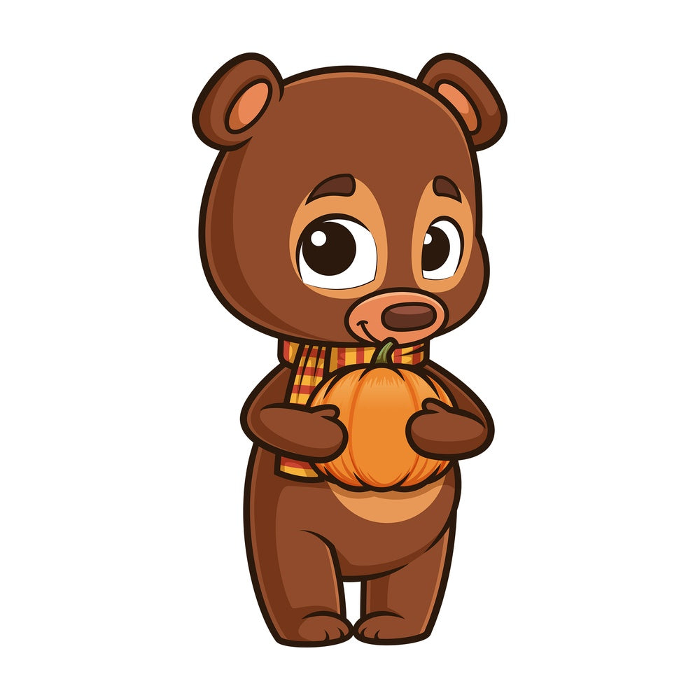 Autumn bear holding pumpkin. PNG - JPG and vector EPS (infinitely scalable).