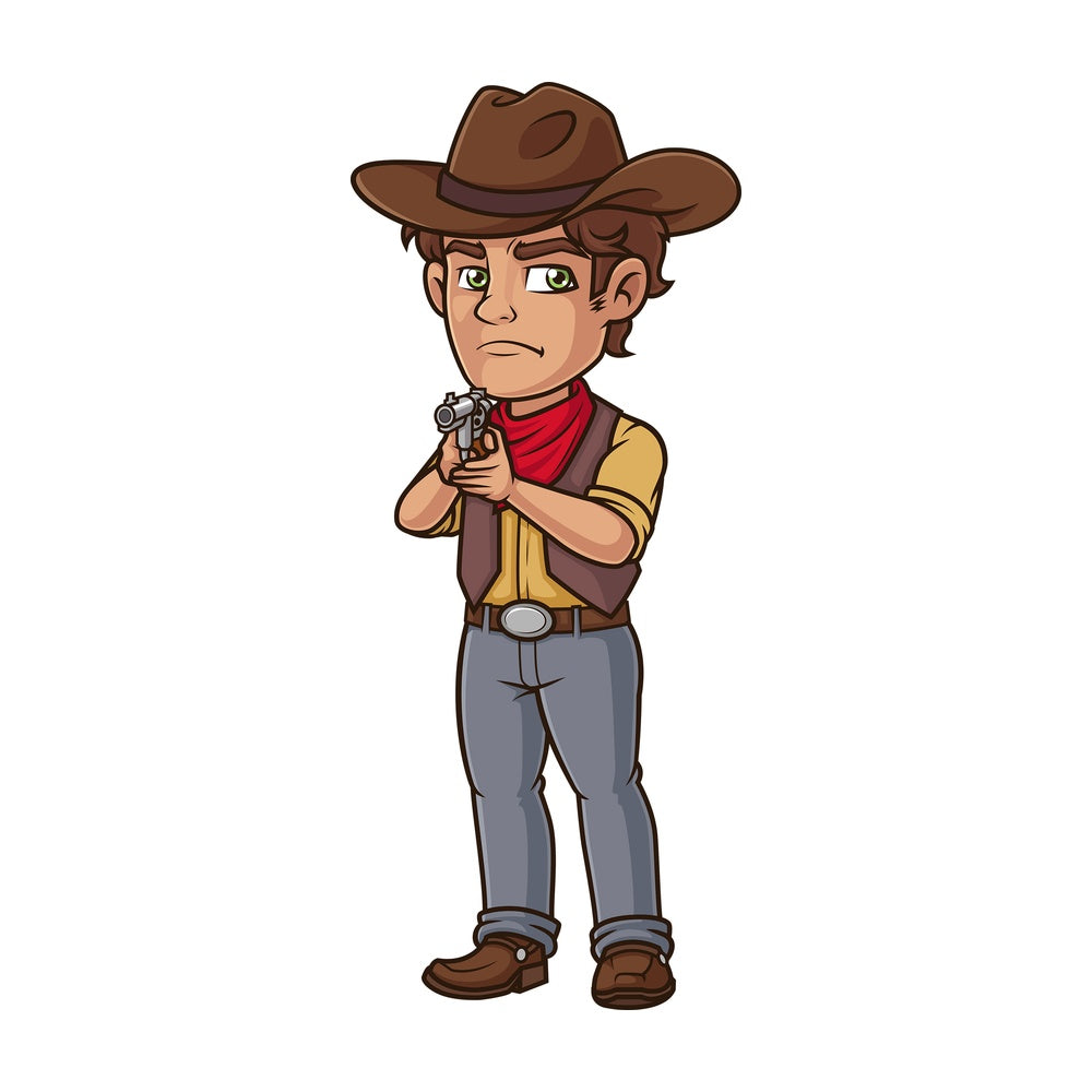 Cowboy pointing gun. PNG - JPG and vector EPS (infinitely scalable).