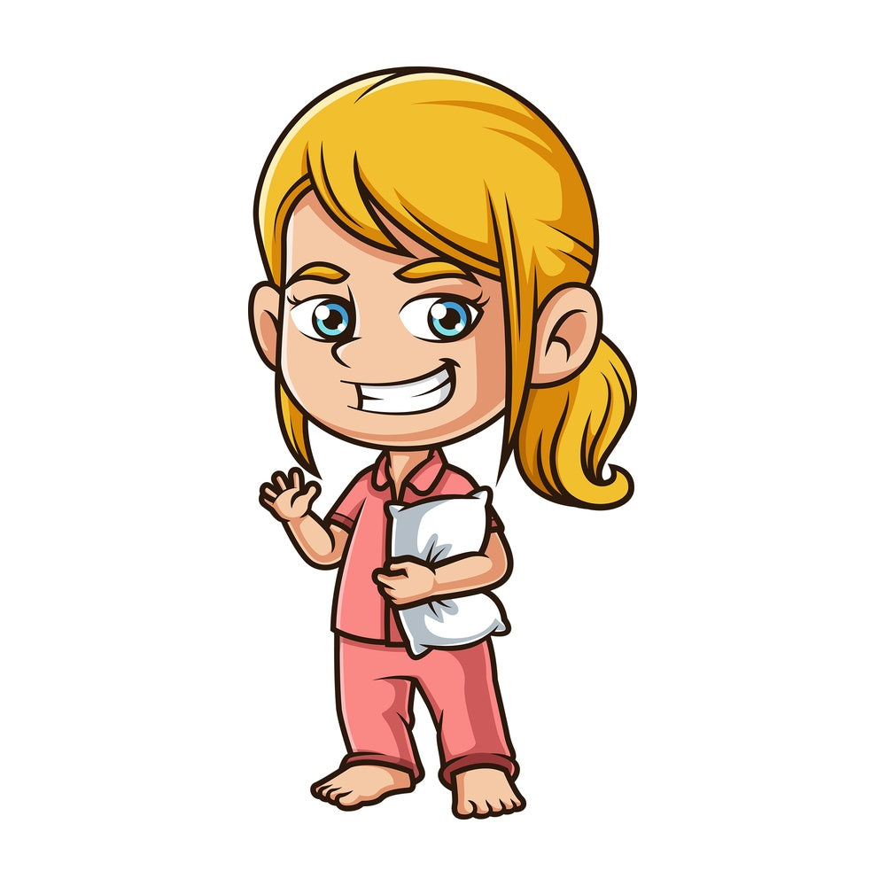 Caucasian girl in pajamas. PNG - JPG and vector EPS (infinitely scalable).