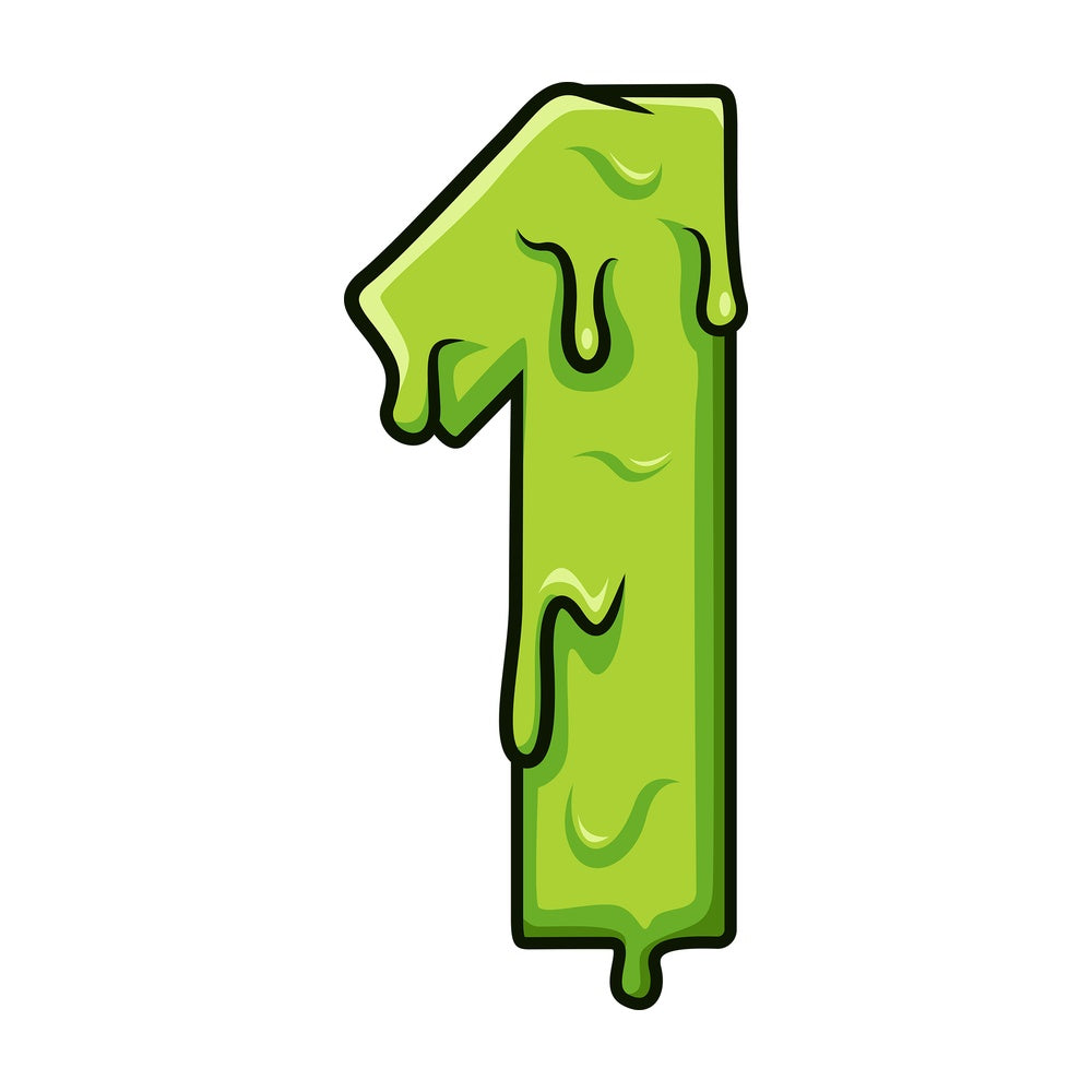 Slime number 1. PNG - JPG and vector EPS file formats (infinitely scalable). Image isolated on transparent background.