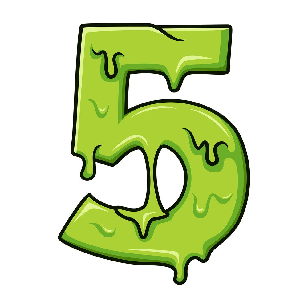 Slime number 5. PNG - JPG and vector EPS file formats (infinitely scalable). Image isolated on transparent background.