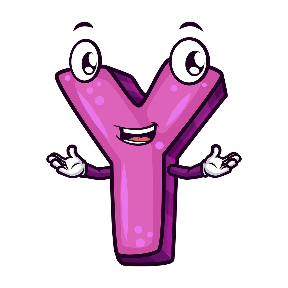 Cartoon letter y. PNG - JPG and vector EPS file formats (infinitely scalable). Image isolated on transparent background.