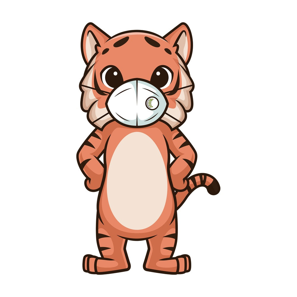 Tiger with face mask. PNG - JPG and vector EPS (infinitely scalable).