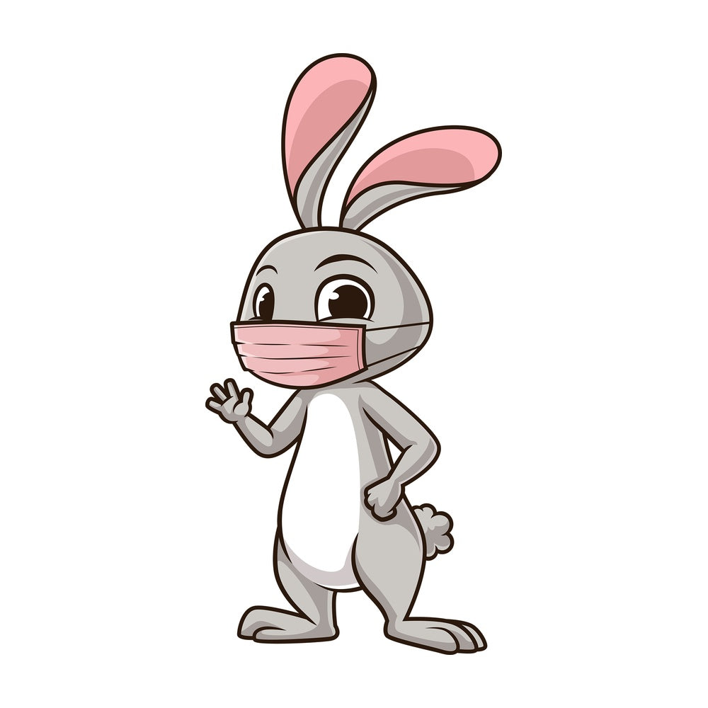 Rabbit with face mask. PNG - JPG and vector EPS (infinitely scalable).